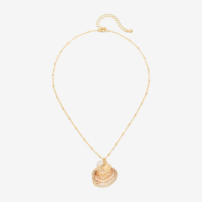 Bijoux Bar Delicates Gold Tone Womens Simulated Pearl 16 Inch Pendant Necklaces