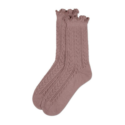 MeMoi Pointelle 1 Pair Crew Socks Womens