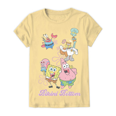Little & Big Girls Crew Neck Short Sleeve Spongebob Graphic T-Shirt
