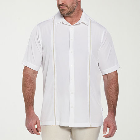 Cubavera Pick Stitch Big and Tall Mens Regular Fit Short Sleeve Button-Down Shirt, 3x-large, White