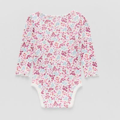 Okie Dokie Baby Girls Round Neck Long Sleeve Bodysuit