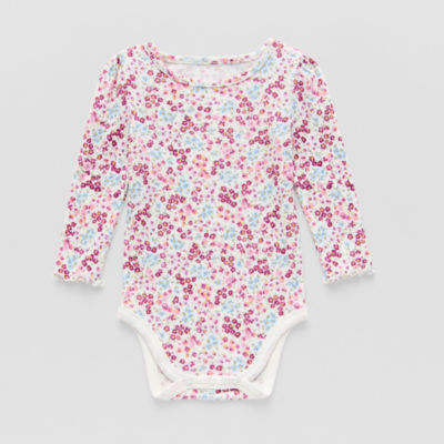 Okie Dokie Baby Girls Round Neck Long Sleeve Bodysuit