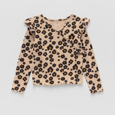 Okie Dokie Toddler & Little Girls V Neck Long Sleeve T-Shirt