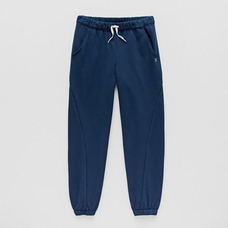 Xersion Little & Big Boys Mid Rise Cuffed Fleece Jogger Pant, L (14-16) Husky, Blue
