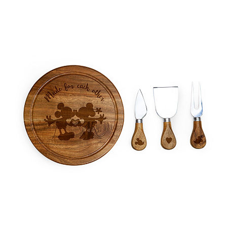 Picnic Time Brie Acacia-Mickey And Minnie Sihoutte 4-pc. Wood Cheese Board Set, One Size, Brown