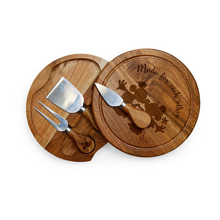 Picnic Time Brie Acacia-Mickey And Minnie Sihoutte 4-pc. Wood Cheese Board Set, One Size, Brown