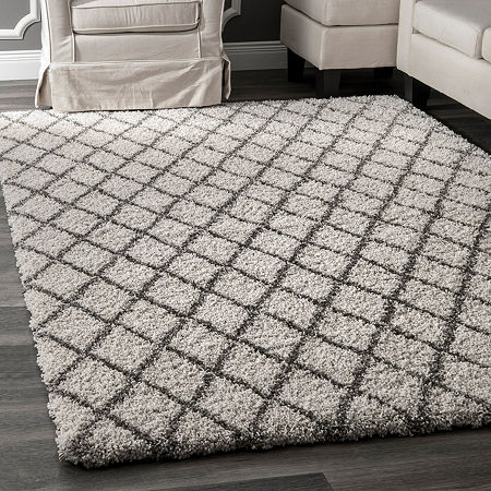 NuLoom Lenita Trellis Shaggy Rectangular Rug, One Size, White