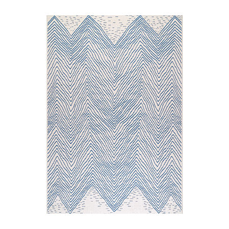 NuLoom Wavy Chevron Outdoor Rectangular Rug, One Size, Blue