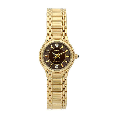 Elgin Womens Gold-Tone Brown Bracelet Watch, One Size -  05180640000