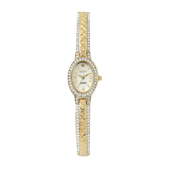 Elgin® Womens Gold-Tone Mother of Pearl Watch