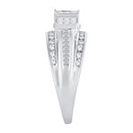 Womens 1 CT. T.W. Genuine White Diamond 10K White Gold Side Stone 3-Stone Engagement Ring