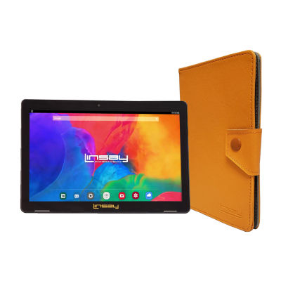 10.1" 1280x800 IPS 2GB RAM 32GB Storage Android 12 Tablet with Orange Leather Case"