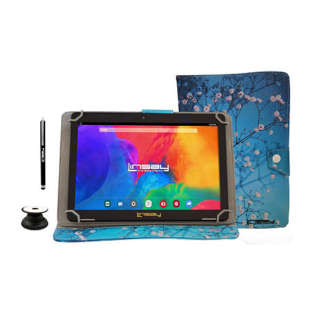 10.1 1280x800 IPS 2GB RAM 32GB Storage Android 12 Tablet With Flowers Marble Leather Case/ Pop Holder And Pen Stylus, One Size, Multiple Colors