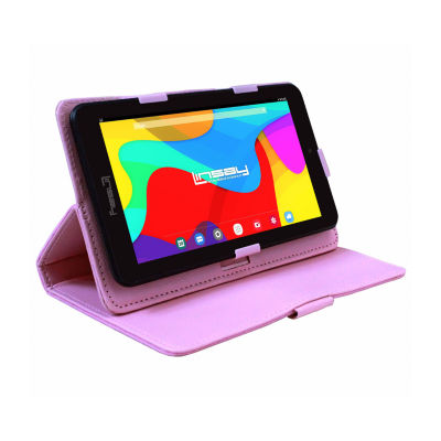 7" Quad Core 2GB RAM 32GB Storage Android 12 Tablet with Pink Leather Case/ Pop Holder and Pen Stylus"