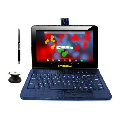 10.1" 1280x800 IPS 2GB RAM 32GB Storage Android 12 Tablet with Black Crocodile Style Leather Keyboard/ Pop Holder and Pen Stylus"