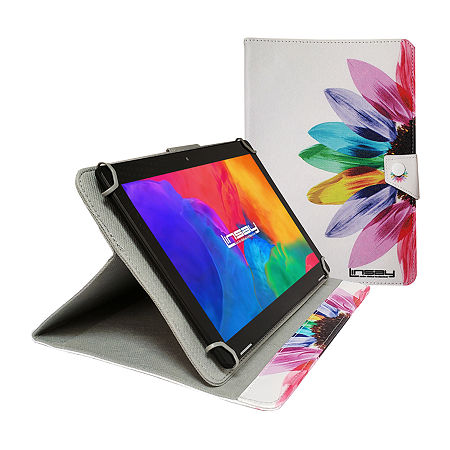 10.1 1280x800 IPS 2GB RAM 32GB Storage Android 12 Tablet With Rainbow Marble Leather Case/ Pop Holder And Pen Stylus, One Size, Multiple Colors