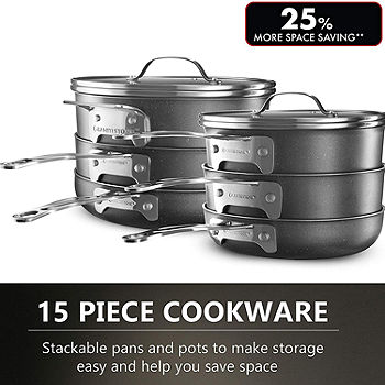 Granitestone 15-Piece Nonstick Stackable Cookware Set