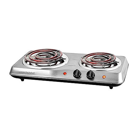 Ovente Double Coil Electric Burner, One Size, Silver