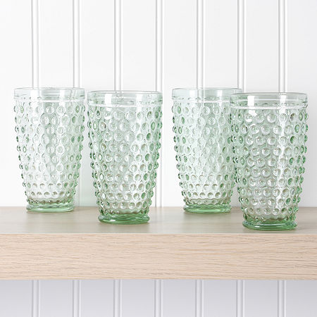 Martha Stewart Chauncey Hobnail 4-pc. Glass Tumbler Set, One Size, Green