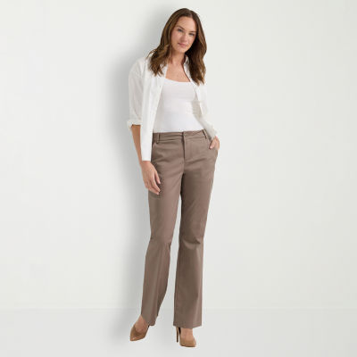 Lee Wrinkle Free Womens Mid Rise Bootcut Flat Front Pant