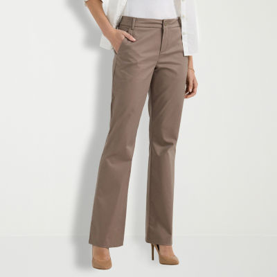 Lee Wrinkle Free Womens Mid Rise Bootcut Flat Front Pant