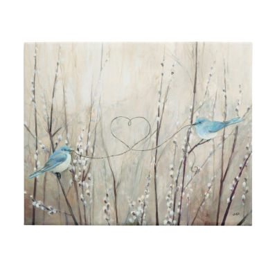 Stupell Industries Love Birds Heart Shape Canvas Art