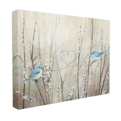 Stupell Industries Love Birds Heart Shape Canvas Art