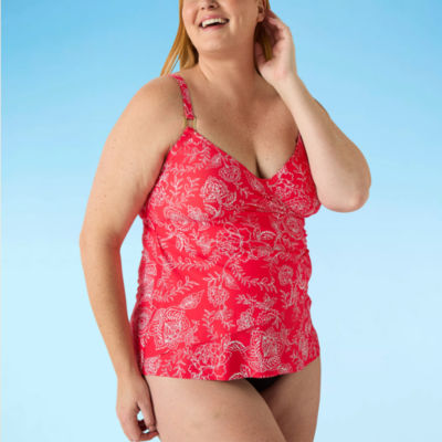 Liz Claiborne Lined Paisley Tankini Swimsuit Top Plus