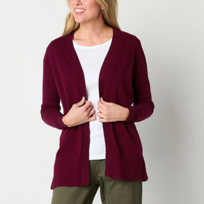 St. John's Bay Womens Long Sleeve Open Front Cardigan