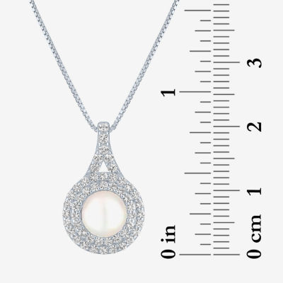 Gemstone & Lab-Created White Sapphire Sterling Silver Halo Pendant Necklace