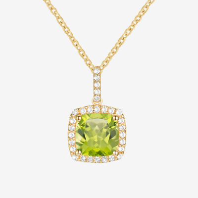 Womens Genuine Green Peridot 14K Gold Over Silver Pendant Necklace