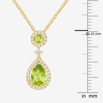 Womens Genuine Green Peridot 14K Gold Over Silver Pendant Necklace