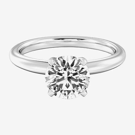 Classic Collection Womens 2 CT. Natural White Diamond 14K White Gold Round Solitaire Engagement Ring, 5, White