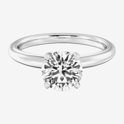 Womens 2 CT. Natural White Diamond 14K White Gold Round Solitaire Engagement Ring