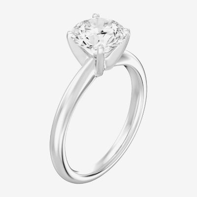 Womens 2 CT. Natural White Diamond 14K White Gold Round Solitaire Engagement Ring