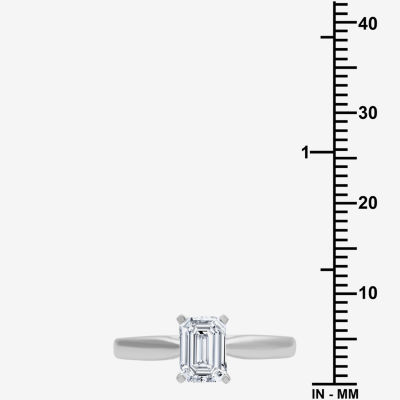 (G / Si2) Womens 1 CT. T.W. Lab Grown White Diamond 10K Gold Emerald-Cut Solitaire Engagement Ring