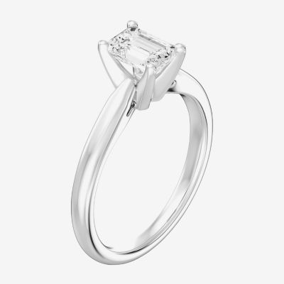 (G / Si2) Womens 1 CT. T.W. Lab Grown White Diamond 10K Gold Emerald-Cut Solitaire Engagement Ring