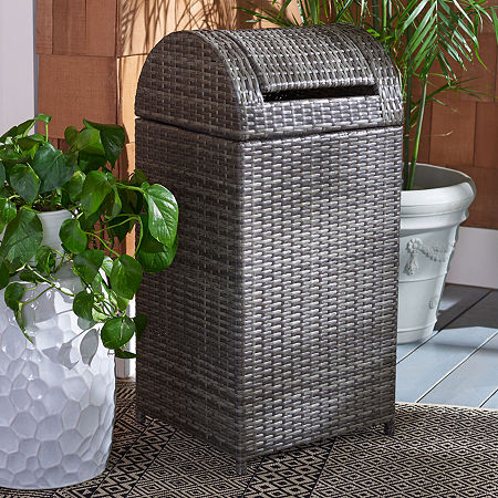 Wicker Patio Trash Cans, One Size, Gray