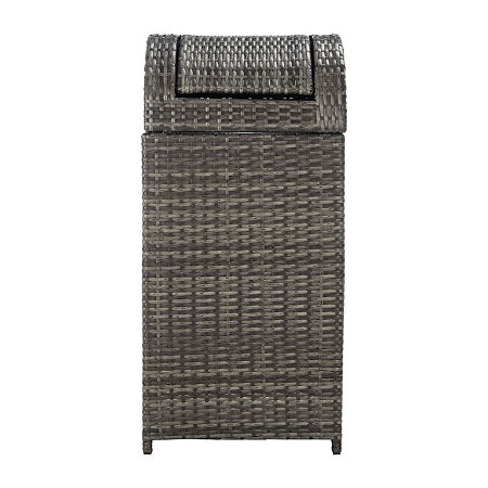 Wicker Patio Trash Cans, One Size, Gray