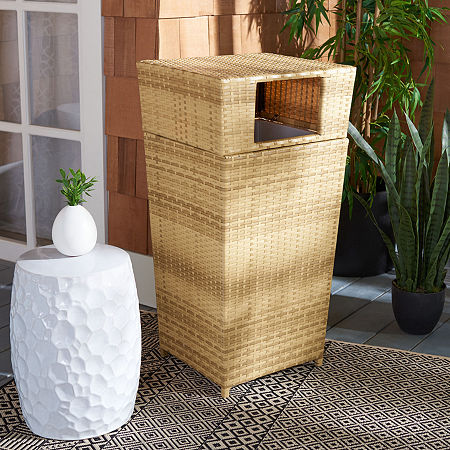 Patio Wicker Trash Cans, One Size, White