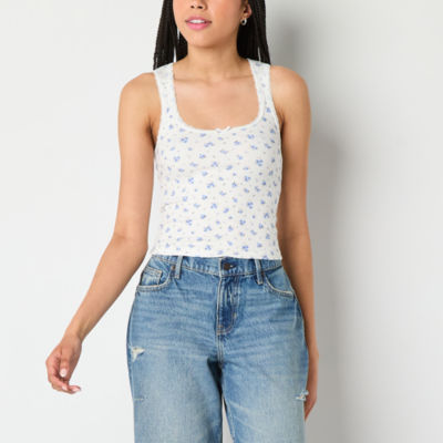 Arizona Womens Juniors Scoop Neck Sleeveless Tank Top