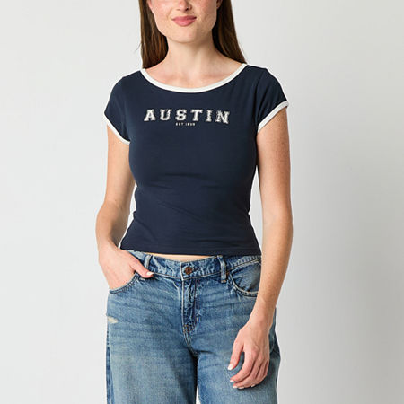 Arizona Womens Short Sleeve Juniors T-Shirt, X-small, Blue