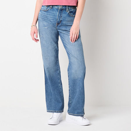 Arizona Juniors Womens High Rise Straight Leg Jean, 12, Blue