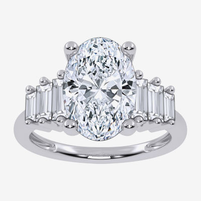 Signature By Modern Bride (G-H, Vs2-Si1) Womens 3 5/8 Ct. T.W. Lab Grown White Diamond 14K White Gold Oval Side Stone Engagement Ring