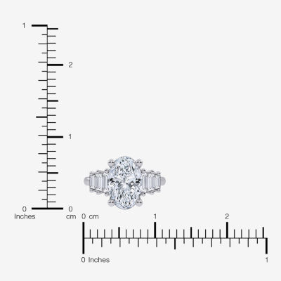 Signature By Modern Bride (G-H, Vs2-Si1) Womens 3 5/8 Ct. T.W. Lab Grown White Diamond 14K White Gold Oval Side Stone Engagement Ring