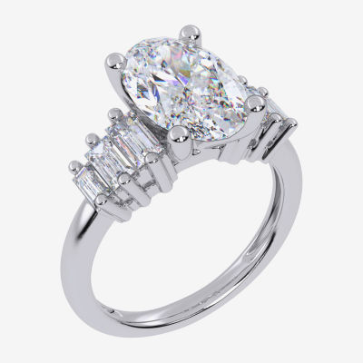 Signature By Modern Bride (G-H, Vs2-Si1) Womens 3 5/8 Ct. T.W. Lab Grown White Diamond 14K White Gold Oval Side Stone Engagement Ring