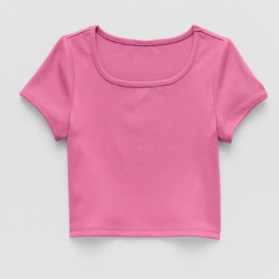 Xersion Little & Big Girls Ribbed Scoop Neck Short Sleeve T-Shirt