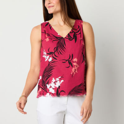 Liz Claiborne Womens V Neck Sleeveless Blouse