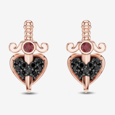 Enchanted Disney Fine Jewelry 1/8 CT. T.W. Genuine Red Garnet 10K Gold 12.6mm Evil Queen Stud Earrings
