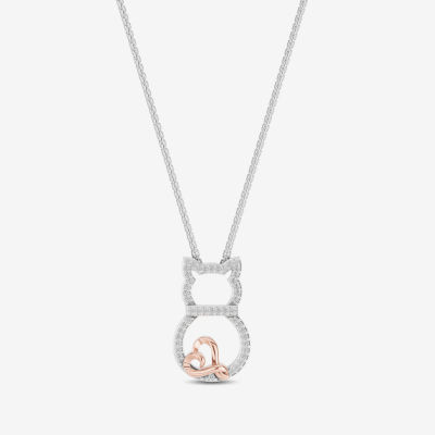 Hallmark Diamonds Womens 1/10 CT. T.W. Natural White Diamond 14K Rose Gold Over Silver 18 Inch Pendant Necklace